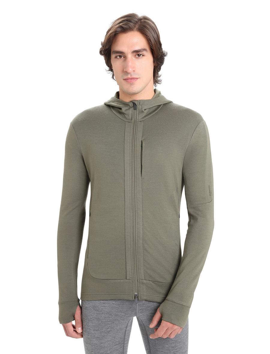 Loden Icebreaker Merino Quantum III Long Sleeve Zip Men\'s Hoodie | AU 1269XYUF